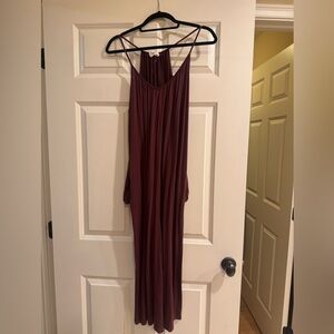 LOFT Burgundy Jumpsuit with pockets